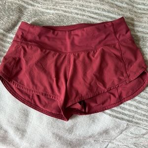 Size 2 Lululemon Speed-up Shorts in Maroon